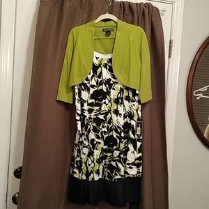 Jessica Howard Dress W/Green Shrug Jacket - NWT